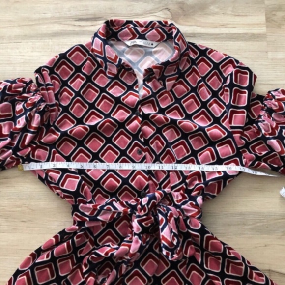Zara Geometric Colour Block Full Button Up Dress - Picture 7 of 7